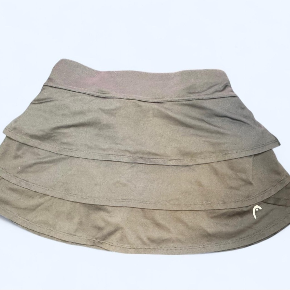 Head Tan Bubble Mini Skirt with Tiered Design